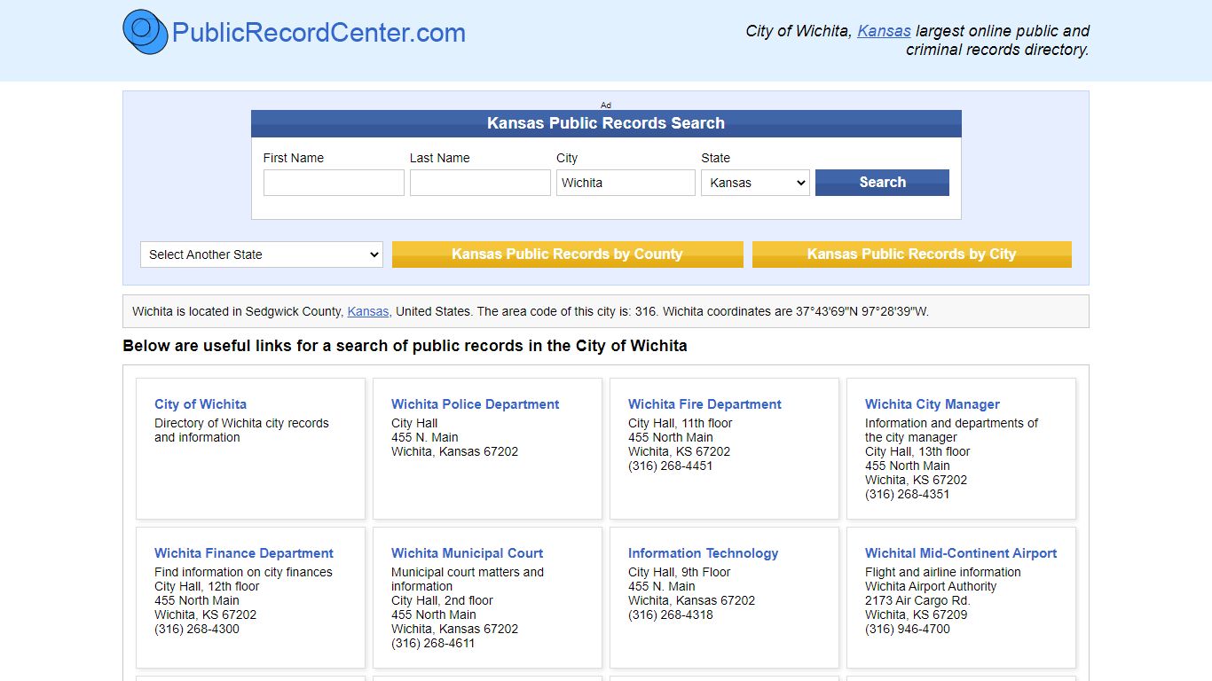 Wichita, Kansas Public Records and Criminal Background Check