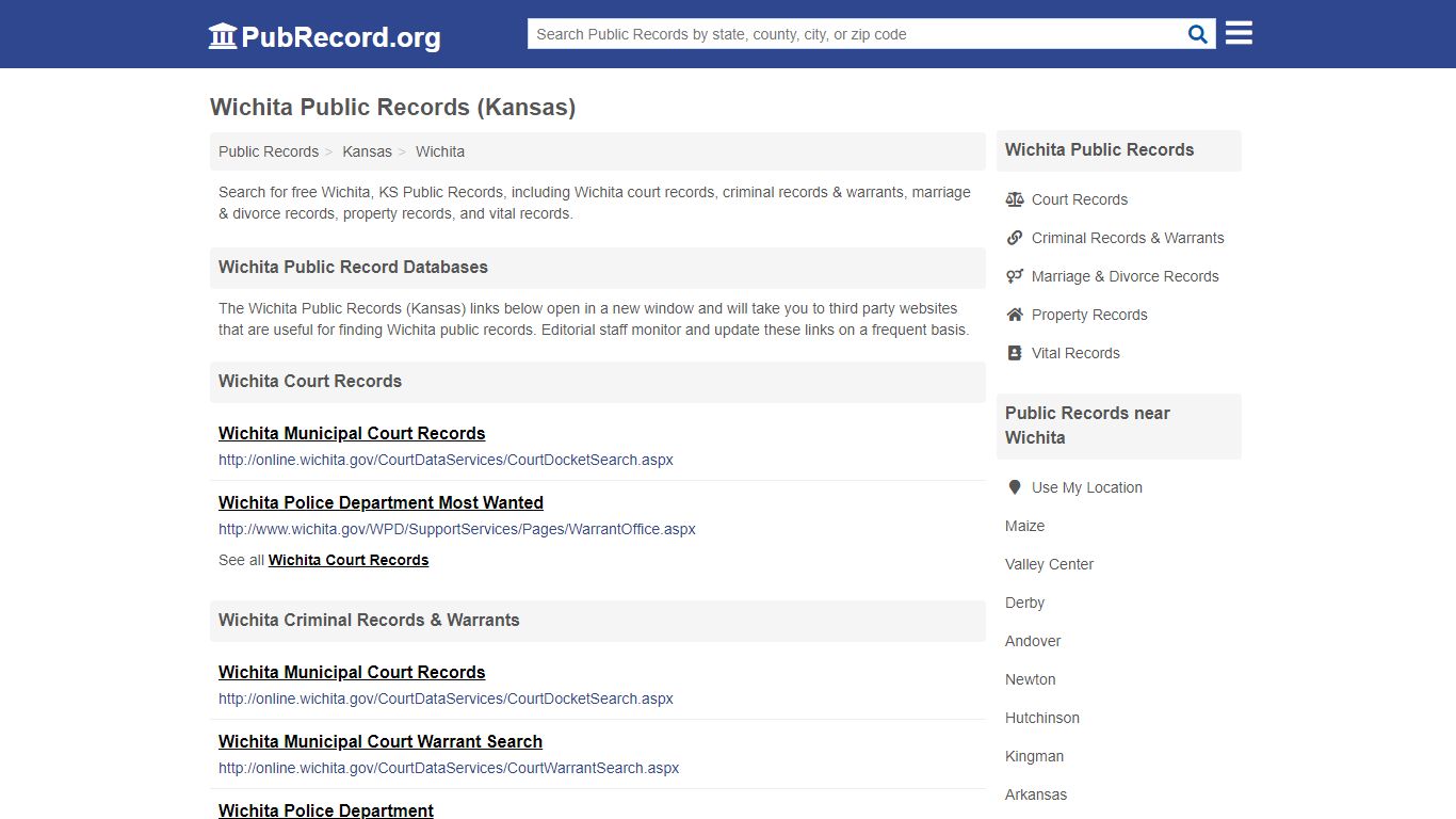 Free Wichita Public Records (Kansas Public Records) - PubRecord.org